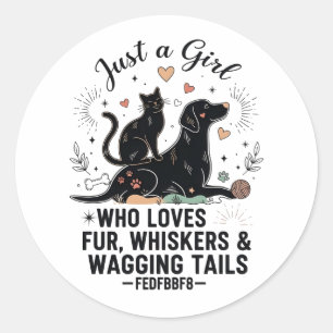 Sticker Rond drôle Juste une fille qui aime les chats et les ch