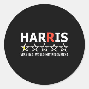 Sticker Rond Drôle Kamala Harris Très D Ne Recommanderait Pas V