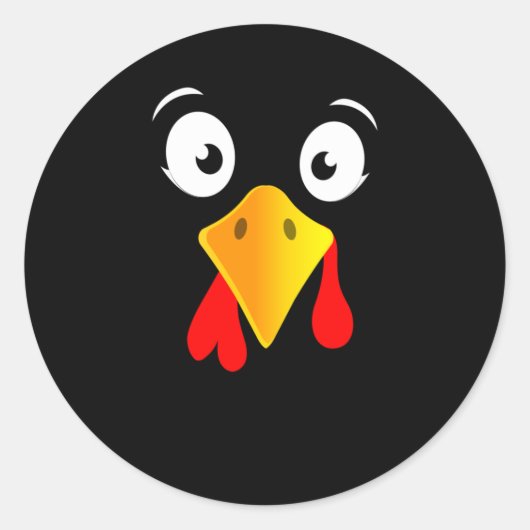 Sticker Rond Drôle la Turquie face Thanksgiving Day (Devant)
