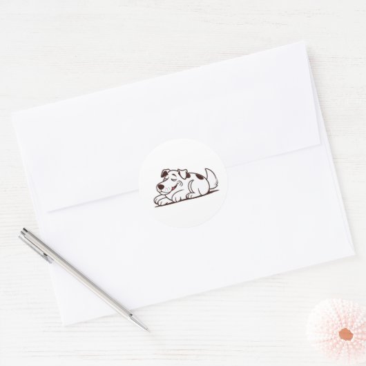 Sticker Rond Drôle Lazy Chig Design (Enveloppe)