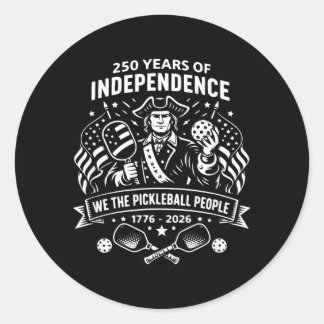 Sticker Rond Drôle Les Gens de Pickleball 250 Ans USA 4 Juillet