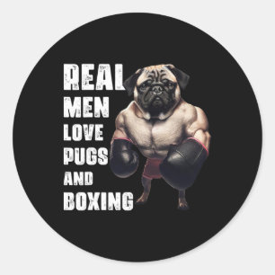 Sticker Rond Drôle Les Vrais Hommes Aiment Les Carlins Et La Sa