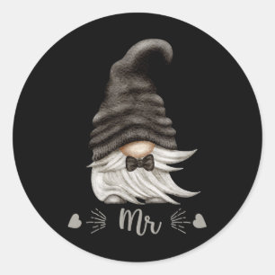 Sticker Rond Drôle M&amp ; Mme Gnome Pour Les Couples Correspon