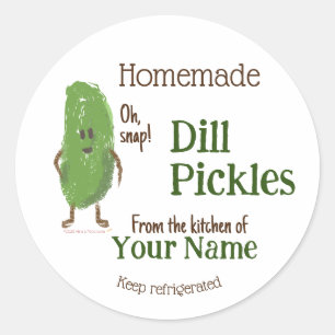 Sticker Rond Drôle maison Dill Picks Votre nom Concombre