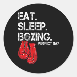 Sticker Rond Drôle Manger. Dormir. Répéter. Amateur de boxe jou