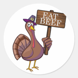 Sticker Rond 🦃 🍗 Drôle Manger Du Boeuf Thanksgiving