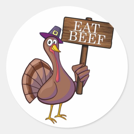 Sticker Rond 🦃 🍗 Drôle Manger Du Boeuf Thanksgiving (Devant)