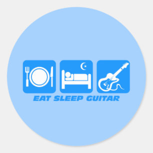 Sticker Rond Drôle mangez la guitare de sommeil