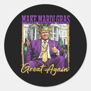 Sticker Rond Drôle Mardi Gras Trump 2026 Mardi Gras Carnaval M