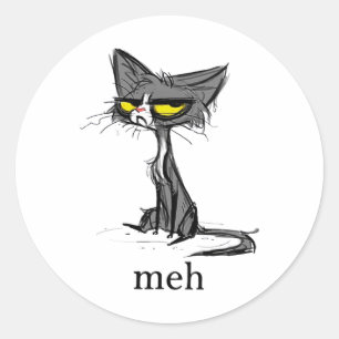 Sticker Rond Drôle Meh cadeau de chat pour les Amoureux de les 