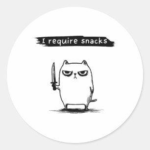 Sticker Rond Drôle Mème Chat J'Ai Besoin Snacks Design Hommes F