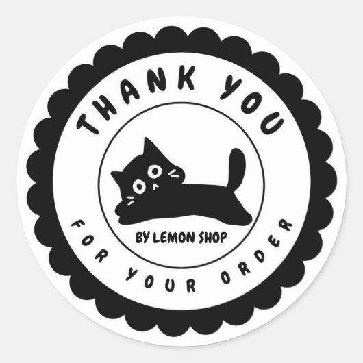 Sticker Rond Drôle Merci de chat noir Personnaliser circulaire (Devant)