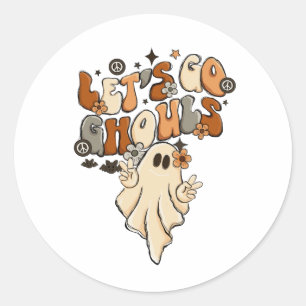Sticker Rond Drôle mignon Allons Gouls Halloween Automne Automn