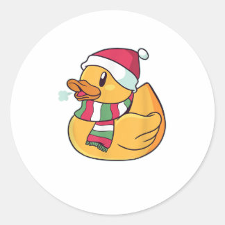 Sticker Rond Drôle mignon canard canard Noël