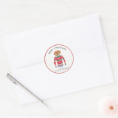 Sticker Rond Drôle mignon chien portant laide pull de Noël (Enveloppe)