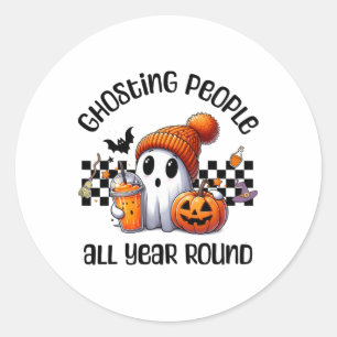 Sticker Rond Drôle mignon Déplaisant Fantôme Halloween Graphism