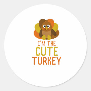 Sticker Rond Drôle mignon Famille Turquie qui correspond Thanks