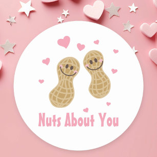 Sticker Rond Drôle mignon noix à propos de vous Couple cacahuèt
