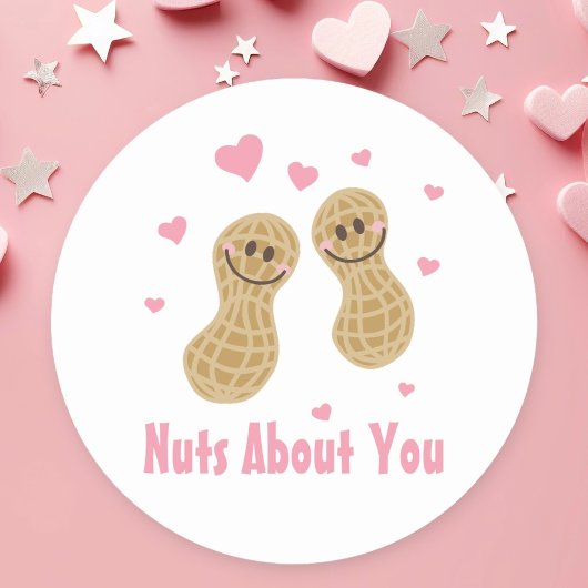 Sticker Rond Drôle mignon noix à propos de vous Couple cacahuèt