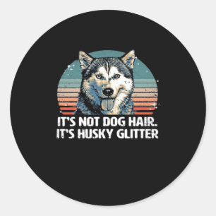 Sticker Rond Drôle & mignon Sibérie Husky Parties scintillant c