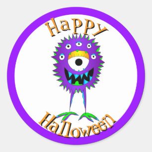 Sticker Rond Drôle, Monstre, Halloween