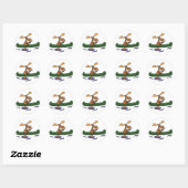 Sticker Rond Drôle Moose Canoeing Cartoon (Feuille)