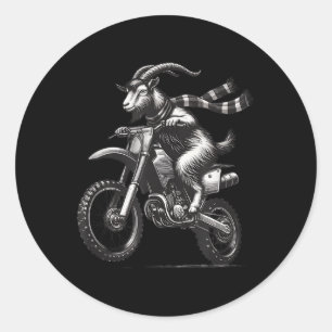 Sticker Rond Drôle motocross Vintage Vélo Graphique Chèvre équi
