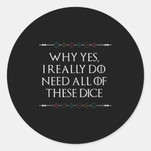 Sticker Rond Drôle Nerdy Jeu D20 Rpg Dice Dire Graphique de dev