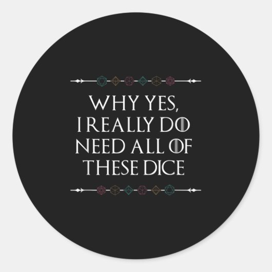 Sticker Rond Drôle Nerdy Jeu D20 Rpg Dice Dire Graphique de dev (Devant)