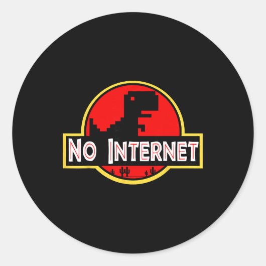 Sticker Rond Drôle Nerdy Pas de dinosaure Internet Informatique (Devant)