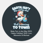 Sticker Rond Drôle Noël bébé Faire-part de grossesse (Devant)