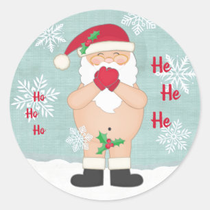 Sticker Rond Drôle Noël mignon Personnalisé Naughty Père Noël