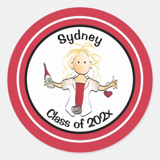 Sticker Rond Drôle Nourriture Cartoon Rouge Noir Classe de Grad (Devant)