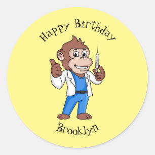 Sticker Rond Drôle orangoutan dessinateur docteur