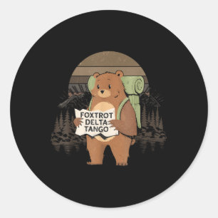 Sticker Rond Drôle Ours Foxtrots Deltas Tango