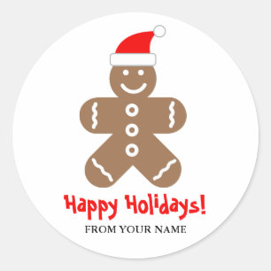 Sticker Rond Drôle pain d'épice homme cookie Noël