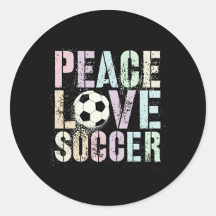 Sticker Rond Drôle Paix Amour Football Femmes But Fille Comme C