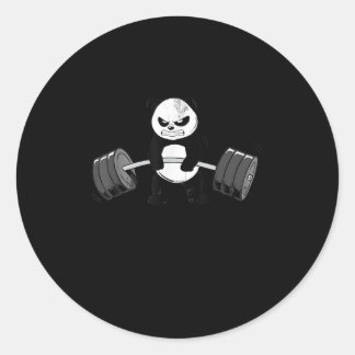 Sticker Rond Drôle Panda Entraînement Kitten Gym Deadlift Puiss