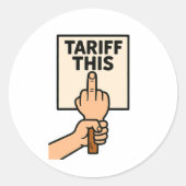 Sticker Rond Drôle panneau de protestation Tarif Ce doigt moyen (Devant)