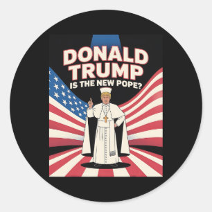 Sticker Rond Drôle Pape Et Président Donald Trump2