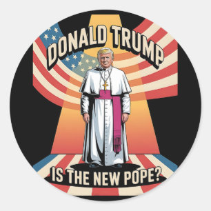 Sticker Rond Drôle Pape Et Président Donald Trump2