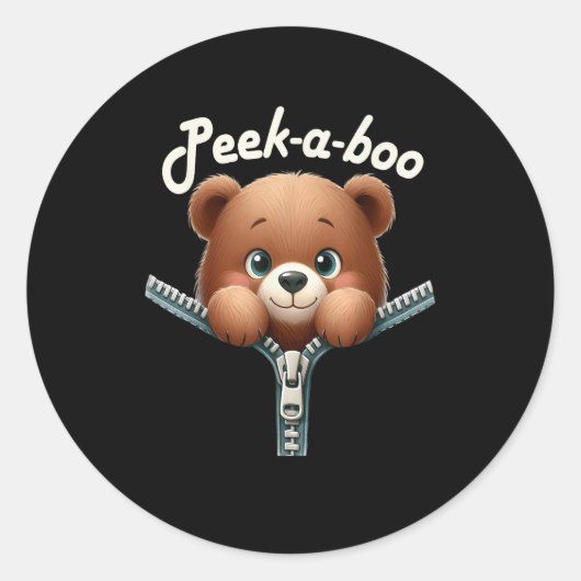 Sticker Rond Drôle - Peekabo - Ours (Devant)
