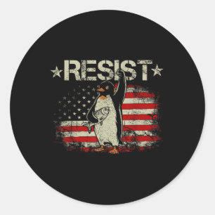 Sticker Rond Drôle Penguin Résister aux pingouins Cool Manifest