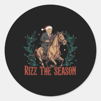 Sticker Rond Drôle Père Noël Trump Rizz La Saison Rendre Noël G