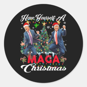 Sticker Rond Drôle Père Noël Trump Vous Avoir Un Merry Mega Chr