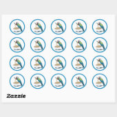 Sticker Rond Drôle Perroquet mangeant des nouilles de ramen (Feuille)