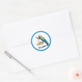 Sticker Rond Drôle Perroquet mangeant des nouilles de ramen (Enveloppe)
