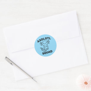 Sticker Rond Drôle petite équipe de Axolotl fête modifiable ble