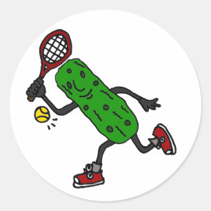 Sticker Rond Drôle Pickle Jouer Art Tennis
