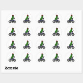 Sticker Rond Drôle Pickle Riding Bicycle Dessin (Feuille)